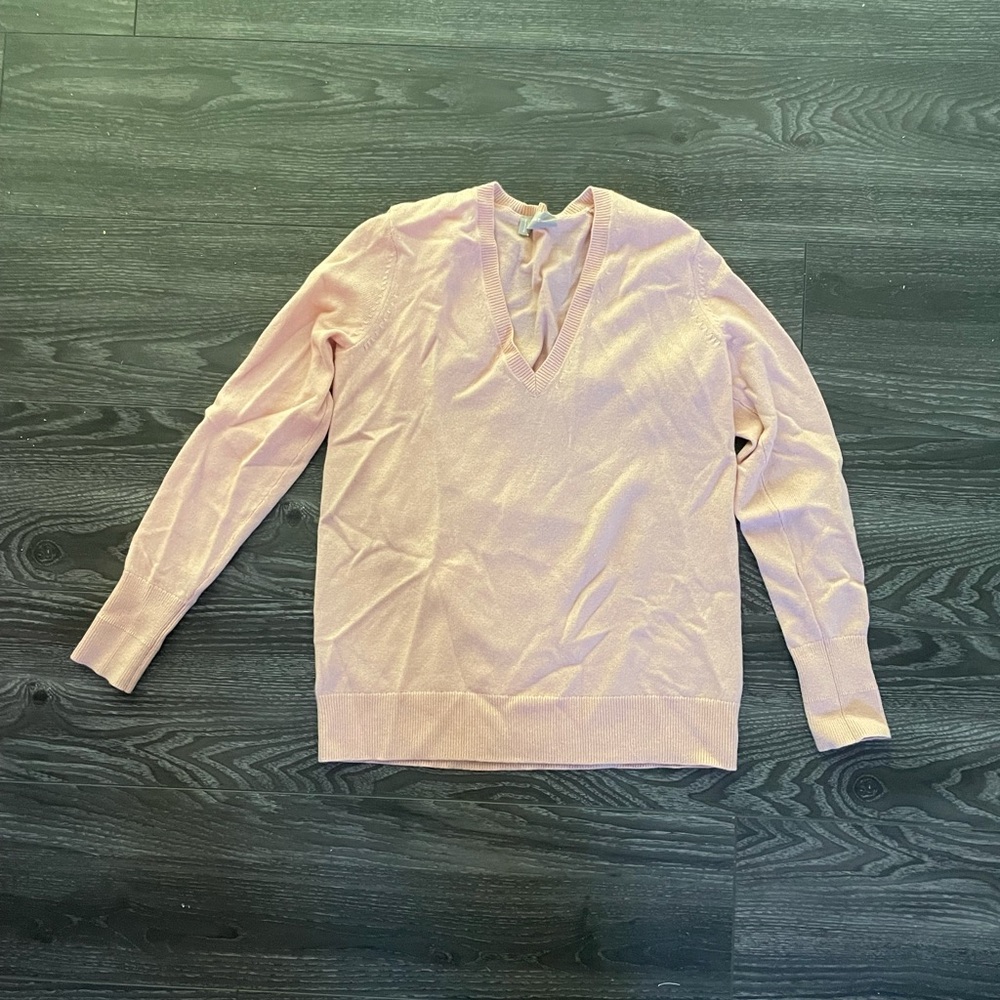 100% Cashmere Pink Everlane V-neck Sweater